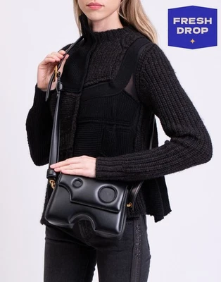 RRP€1180 OFF-WHITE Burrow 27 Leather Flap Crossbody Bag Cutouts Adjustable Strap - Image 1 of 4