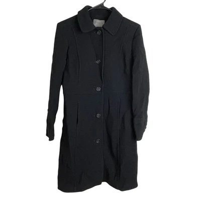 Abrigo de día para dama J Crew P10 negro doble tela clásico mezcla de lana larga Foto 1 de 4