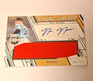 Elite Extra Edition Future Threads 2019 FTS-NN Nick Neidert Auto Jrsy #185/299 - Imagen 1 de 3
