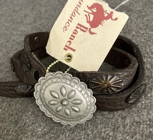 NEU Double D Ranch dünner Western Concho Gürtel Damen mittelbraun Lederschnalle - Bild 1 von 17