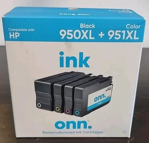 Onn 950XL 951XL Kompatybilne tusz Combo do HP OfficeJet Pro 8600 4PK Czarny/Kolorowy - Zdjęcie 1 z 2