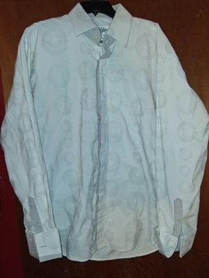 Platinum Cotton Clothing Button Down Long Sleeve circles white gray  size XL - Image 1 of 4