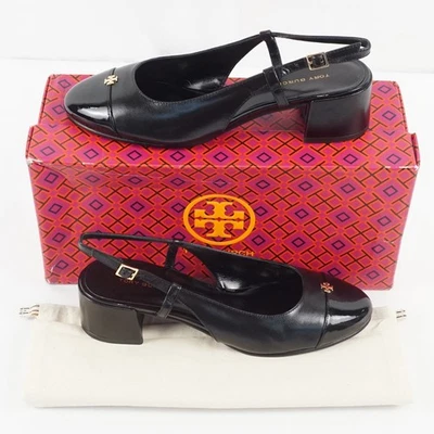Tory Burch Leather Slingback Heels In Perfect Black Women's Size US 6.5 (160284) - Image 1 of 4