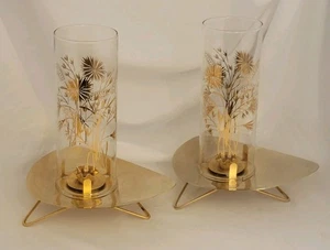 Paar Windlicht Lampen Kerzenhalter von David Douglas Atomic Boomerang 22K Gold   - Bild 1 von 24