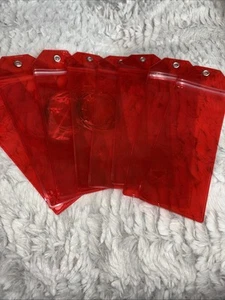 Otto etichette rosse trasparenti per bagagli/crociera. Con ganci, 3105. - Foto 1 di 5