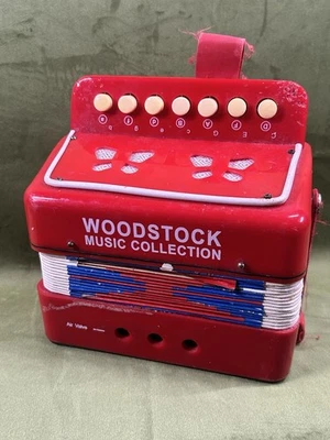 Colección de música Woodstock vintage acordeón infantil instrumento musical funciona Foto 1 de 4