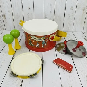 Vintage 1979 Fisher Price Toys Marching Band Drumset Missing Drumsticks - Bild 1 von 17