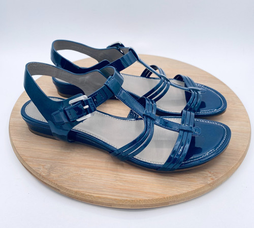 Ecco sandali donna 9 40 blu vernice slingback peep