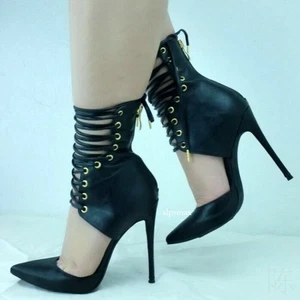 Stivaletti donna sexy a punta tacco alto stiletto scarpe ritagliate nightclub - Foto 1 di 12