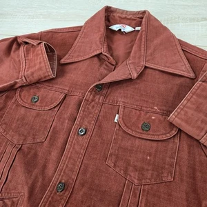 Chaqueta de mezclilla envejecida vintage para hombre L Levis Panatela Tops roja manga larga - Imagen 1 de 7