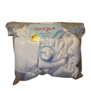 Cat & Jack Athletic Low Cut Socks Size L 3-10 Cushioned White 10 Pack - Picture 1 of 1