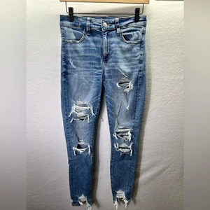 American Eagle Hi-Rise Jegging Distressed Jeans Damen 4 Stretch Blau Denim 2221 - Bild 1 von 11