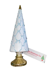 Sarasota Weihnachten Gold Weiß Blau Schleife Harz Weihnachtsbaum 12,5" Neu Neu mit Etikett - Bild 1 von 4