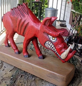 Vary Rare Hand carved Junior Cobb Razorback Hog 11 .5 in. X 7.75in. X 3in. - Picture 1 of 8