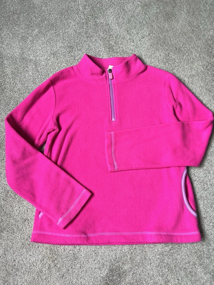 Faded Glory Girls Sweatshirt Fleece L(10/12) Pink 1/4 Zip Pockets Long Sleeve - Image 1 of 4