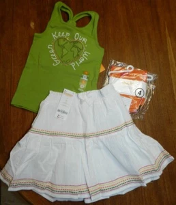 White Gauze Skirt 3pc Set Tank n Shorts Gymboree Girl sz 4 New - Picture 1 of 1