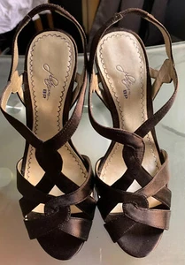 Nordstrom BP PLATINUM Empire Slingback Sandals Sz 7M - Brown Satin - Picture 1 of 9