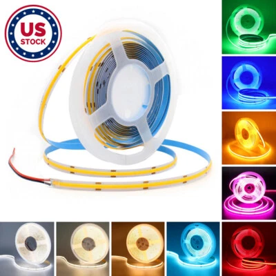 16.4ft 528LEDS/M COB LED Strip Lights Flexible LED Tape 12V 24V Room Bar Decor - Image 1 of 4