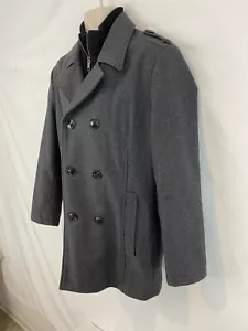 Marc New York Andrew Mens M Dark Gray Quilt Lined Insulatd DblBreast Wool Jacket - Picture 1 of 11
