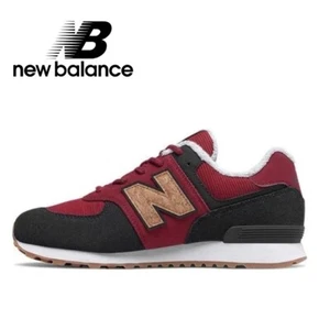 New Balance 574 Big Kid Sneaker Suede/Fabric 6.5 Wide W8 Brick/Navy EUC Clean - Picture 1 of 14