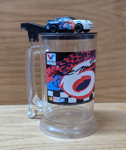 Vintage Racing Mark Martin NASCAR Plastic Mug W/ Toy Talking Car WORKS Cover