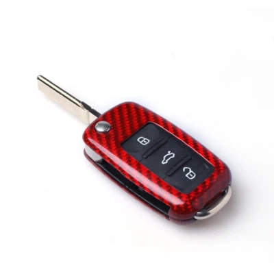 Carbon Fiber Car Key Fob Case Cover For VW GTI Jetta Beetle Passat B7 Golf Skoda - Image 1 of 4