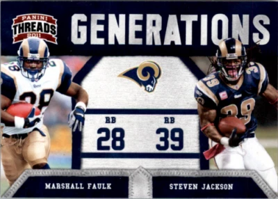 2011 Panini Threads Generations #3 Marshall Faulk Steven Jackson Insert - Image 1 of 2