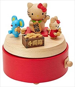 577871 Hello Kitty Holz Spieldose Sanrio Glücklich Goods Hinten/4xW/4xD/ - Picture 1 of 3