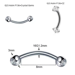 50pcs G23 Titanium Labret Lip Chin Eyebrow Bar Tragus Ear Helix Body Piercing - Picture 1 of 6
