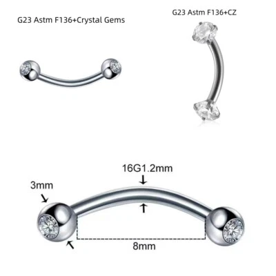 Piercing corporal 50 un. G23 Titanio Labret Labio Mentón Cejas Barra Tragus Oreja Hélice Foto 1 de 4