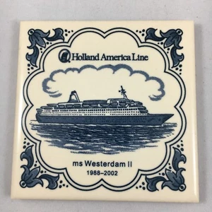 HOLLAND AMÉRICA CRUISE LINE MS Westerdam II AZULEJOS CERÁMICA AZUL DELFT MONTAÑA RUSA D16 - Imagen 1 de 2