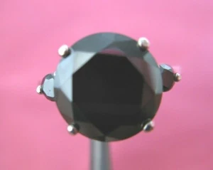 3.37ctw REAL BLACK DIAMOND RING *3 DIA'S* FREE DIAMOND TESTER,CERTIFICATE,SIZE 7 - Picture 1 of 12