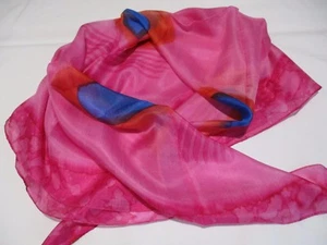 MADE IN INDIA BNIP PINK MARBLING & TEAR DROP PRINT PURE SILK XL SQUARE SCARF  - Picture 1 of 12