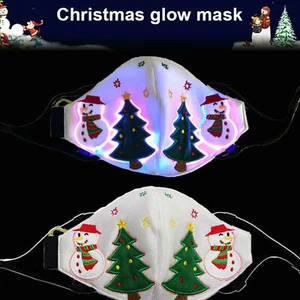 7 couleurs allument le masque LED Glow Noël masque en tissu à fibre optique - Photo 1/8