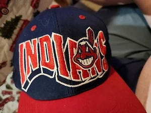 Vintage Cleveland Indians The G Cap Snapback Script Splash Hat GROSSCAP MLB - Picture 1 of 15