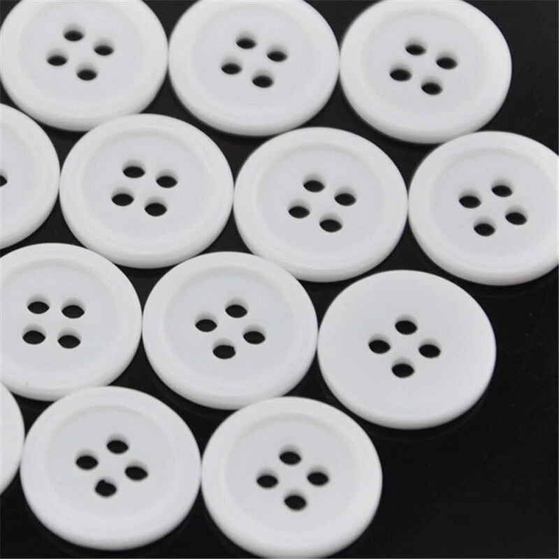 lot 10 bouton blanc rond 4 trou 20 mm couture scrapbooking création art créatif - Photo 1/1