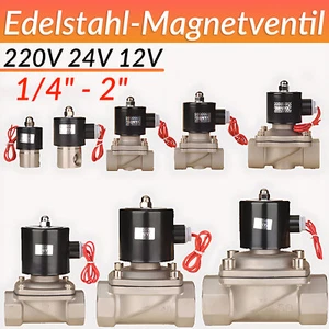 Magnetventil Edelstahl stromlos geschlossen 1/4"-1"-2" bis 120°C 12V 24V 220V - Picture 1 of 23