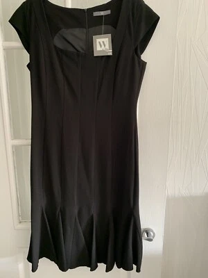 Novo com etiquetas Vestido Feminino Preto Fitted Body con Fishtail Festa Natal Reino Unido Tamanho 12 - Imagem 1 de 4