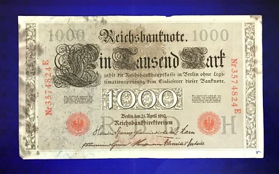 1910 GERMANY - 1000 MARKS (REICHSBANKNOTE) - VF - EZVIN - Image 1 of 2