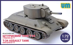 Unimodel 442 - 1/72 T-34 Assault Tank with Turret D-11 Plastic Model Kit UM 442 - Picture 1 of 10
