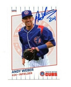 Andy Weber 2019 South Bend Cubs autographed signed team set card Virginia
