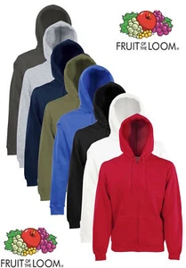 Fruit of the Loom Full Zip Hoodie Hoody Hooded Sweatshirt NO LOGO - Picture 1 of 12