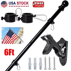 6 Foot Black Swivel Stabiliser Tangled Flagpole and Adjustable Stand KIT - Picture 1 of 14