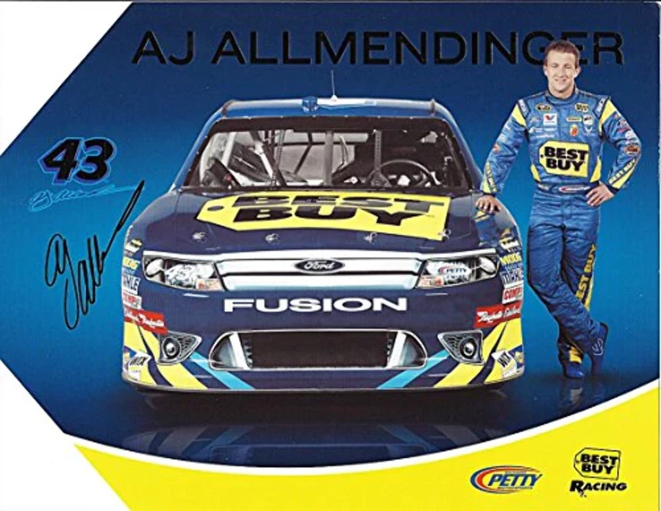 Imagen firmada autografiada 2011 AJ Allmendinger #43 Best Buy Racing Team (Petty) Foto 1 de 1