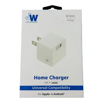 Just Wireless Wall Charger Single Port 1.0A/5W USB-A Home Charger, White - Image 1 of 4