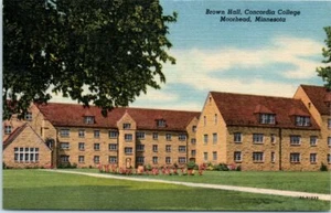 1940er Leinen MN Postkarte Concordia College Brown Hall Moorhead Minnesota  - Bild 1 von 2