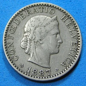 Switzerland 20 Rappen Nickel Coin 1887, KM-29, Combined Shipping - Picture 1 of 2
