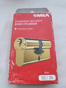 Mila Euro Cylinder Lock Door Barrel for uPVC Polished Brass 3 Keys 35/35 - Picture 1 of 3