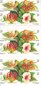 Folleto de estampillas de Estados Unidos MNH 1999 FLORES TROPICALES SG 3595-3598 SB291 DOBLADO UNA VEZ - Imagen 1 de 2