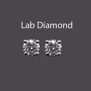 Lab Grown Diamond Round 4.5mm, 0.70 Carat Stud Earring In 14k White Gold (55036) - Picture 1 of 4